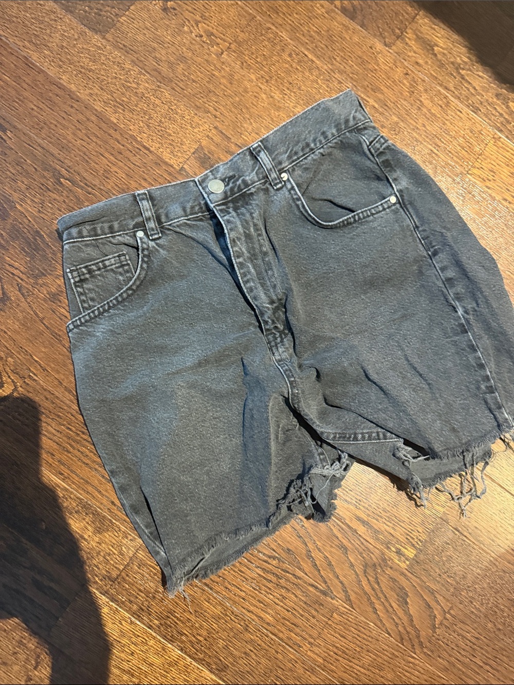 PrettyLittleThing Washed Black High-Waist Denim Shorts
